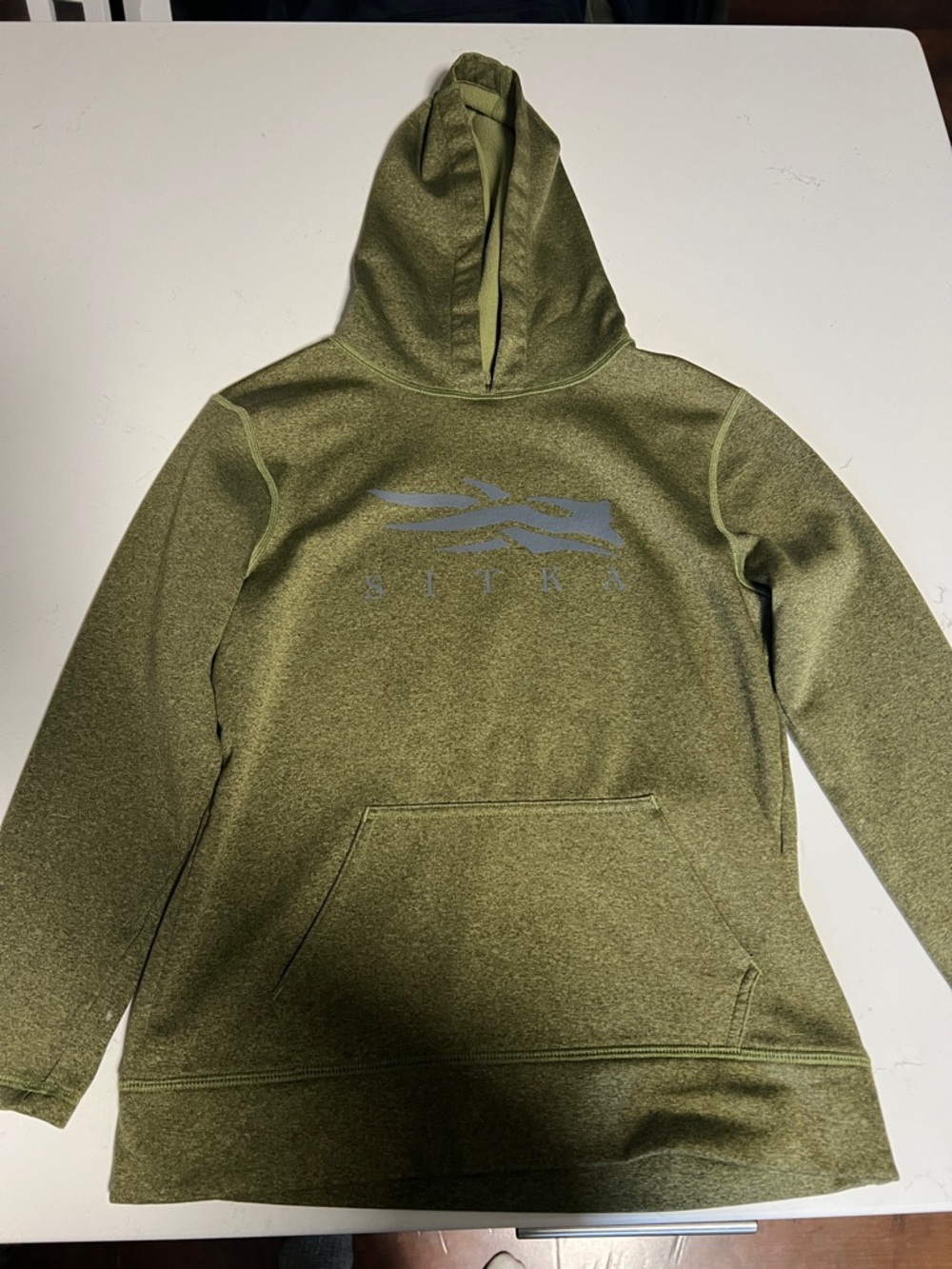 Sitka Kids Olive Green Logo Hoodie - Lightweight Pullover Sweatshirt